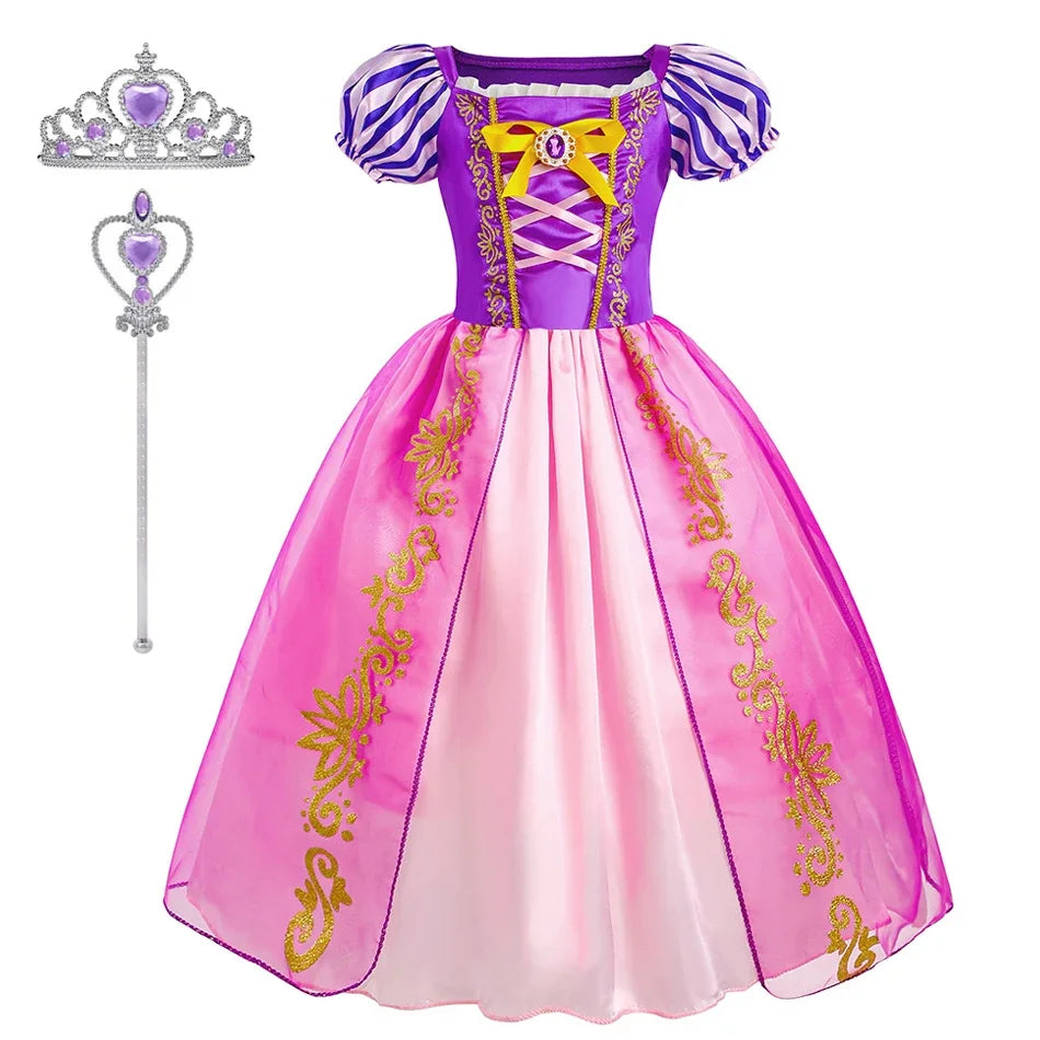 Rapunzel Dress for Girls Kids Summer Tangled Costumes Fancy Princess Dress Children Birthday Carnival Halloween Party Clothes