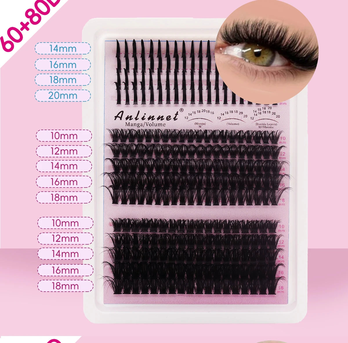 Fairy Natural Single Cluster Thick Artificial False Eyelashes, Mixed Play Makeup, D Curve, Large Capacity, 14 Rows