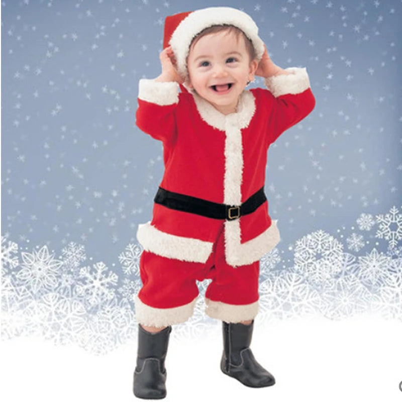 2026 Baby Girl Boy Christmas Costumes Red Santa Claus Suit Festival Halloween Cosplay Sets Christmas Baby Clothes
