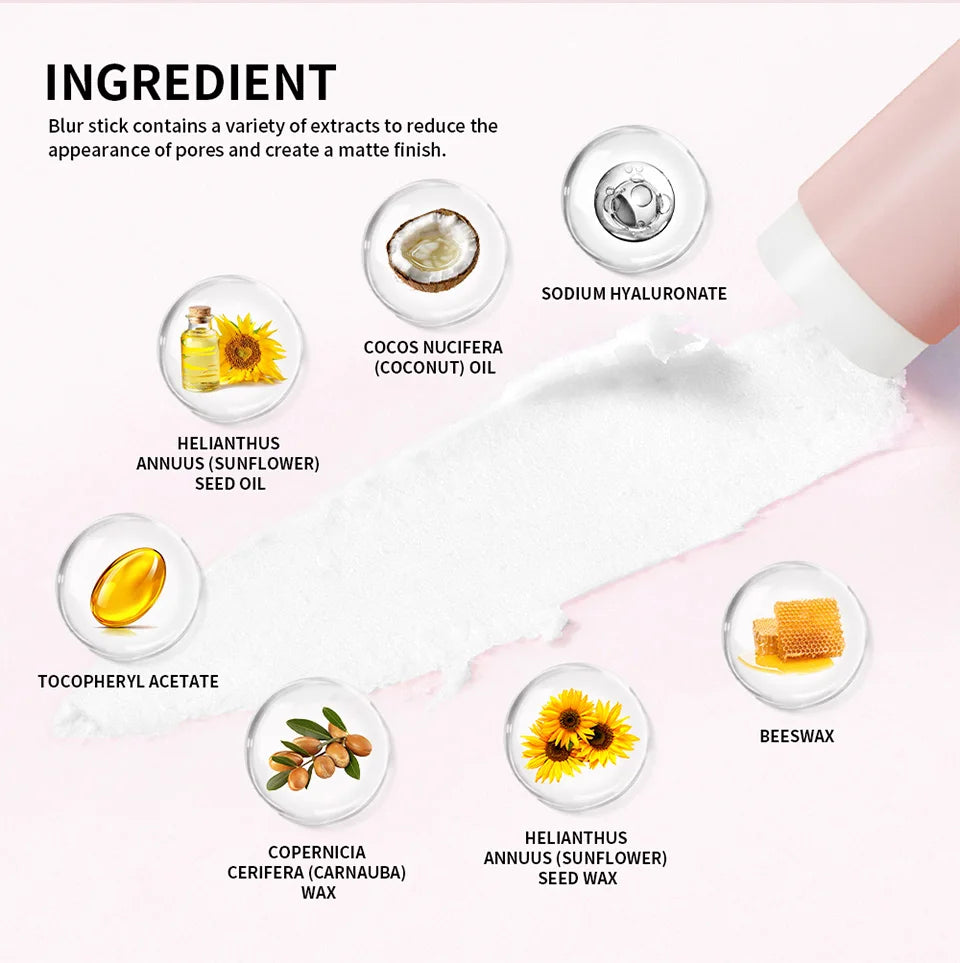 Blur Stick Instant Pore Eraser Primer Makeup Long-Lasting Oil Control Moisturizing Matte Finish Blur Pores Makeup