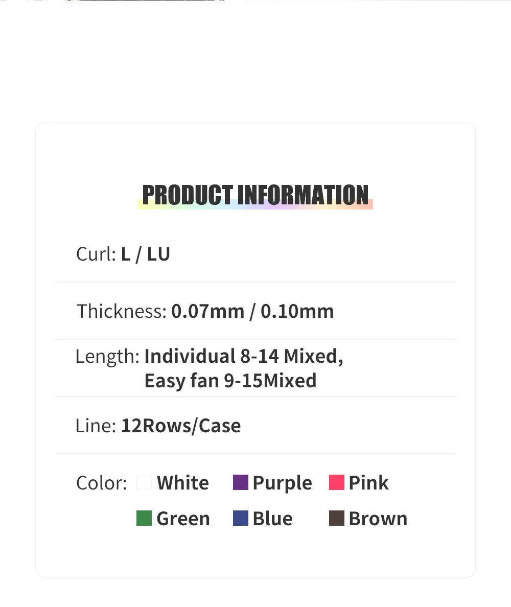 NATUHANA L/LU(M) Curl Auto Fans Colored Lashes Easy Fan Color Eyelash Extension L-Shaped Individual Mink Eyelashes Makeup