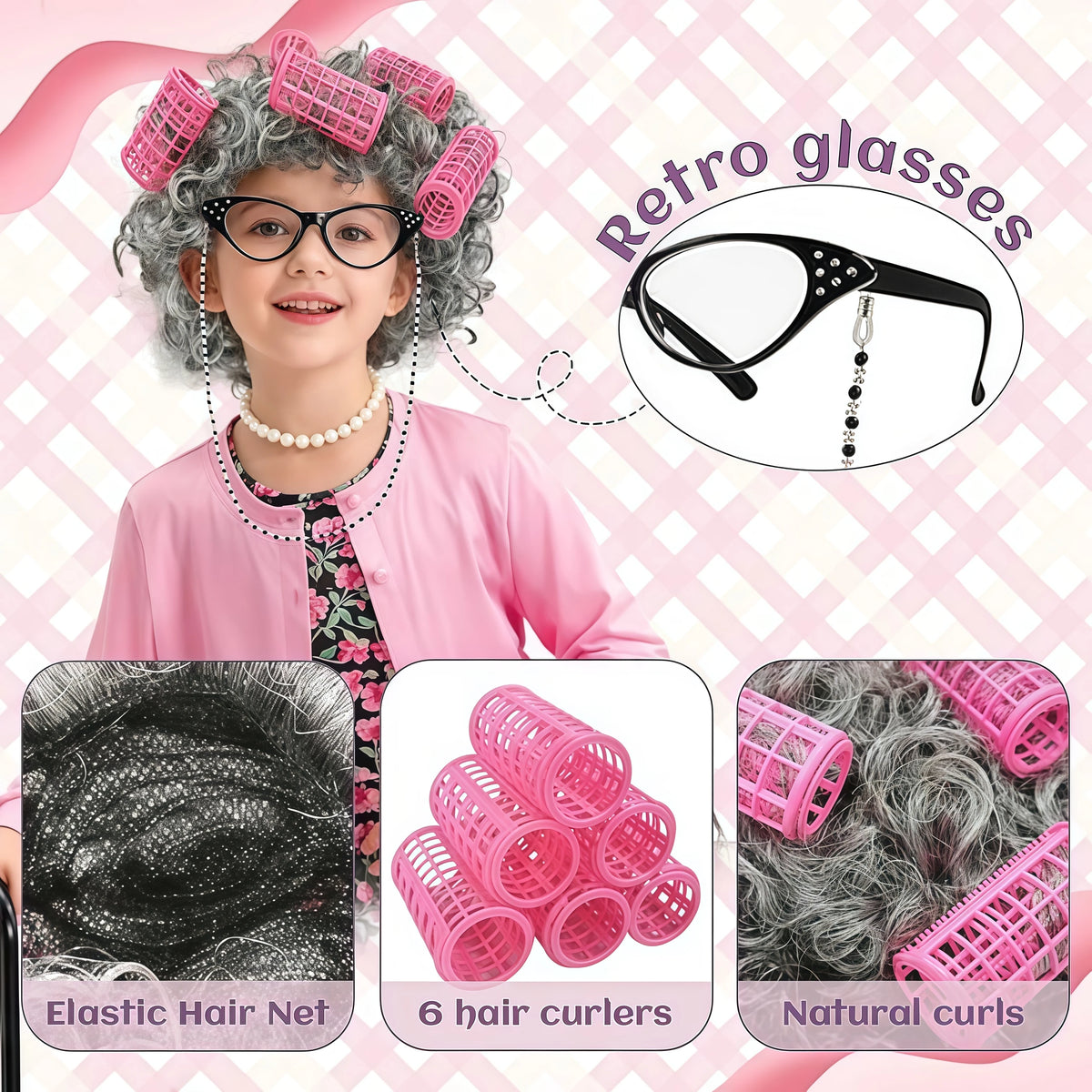 100 Days Of School Kids 100 Day Old Lady Costume Sets Girls Granny Dress Up For Halloween Carnival 100 Years Grandma Role-play