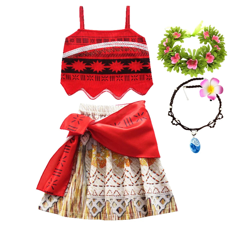 New Movie Moano 2 Dress Girl Halloween Cosplay Costume Carnival Party Princess Children Ocean Adventure Vaiana Dress