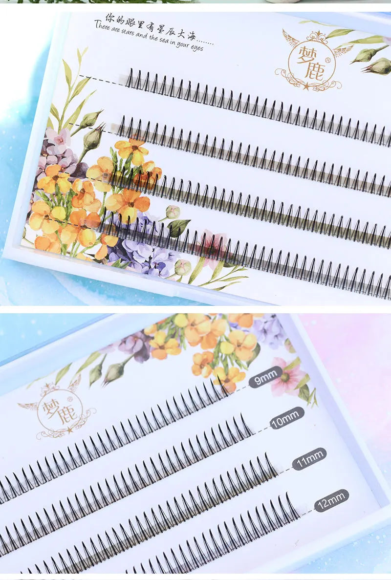 8-12mm A-Type Brown Individual Cluster Lashes, Soft Natural Fairy Strand Eyelashes, black Lashes for Korean Makeup Look