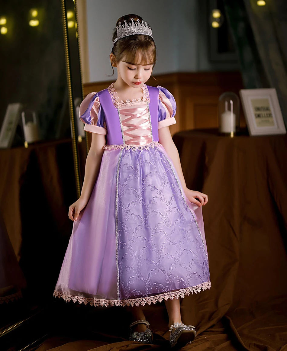 Girl Rapunzel Dress for Kid Princess Girl Tangled Cosplay Carnival Halloween Vestido Birthday Party Ball Gowns Evening Costume