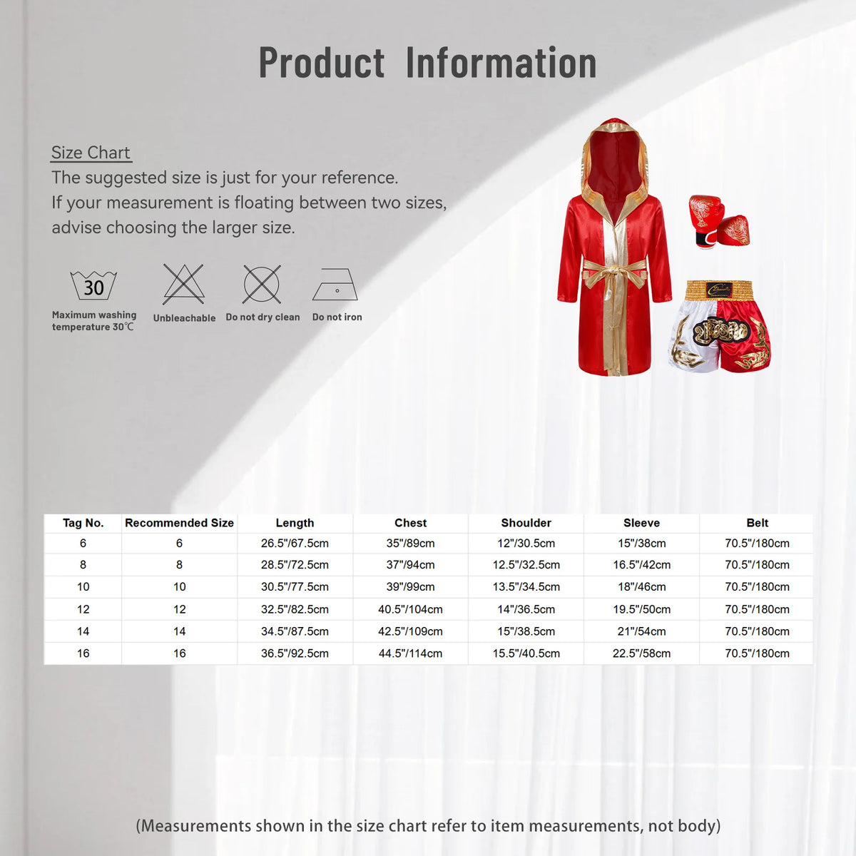 Kids Boxing Training Robe Halloween Carnival Party Boxer Cosplay Costume Long Sleeve Satin Belted Hooded Cloak Shorts Gloves