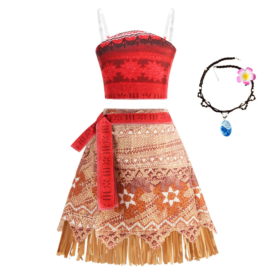 New Movie Moano 2 Dress Girl Halloween Cosplay Costume Carnival Party Princess Children Ocean Adventure Vaiana Dress