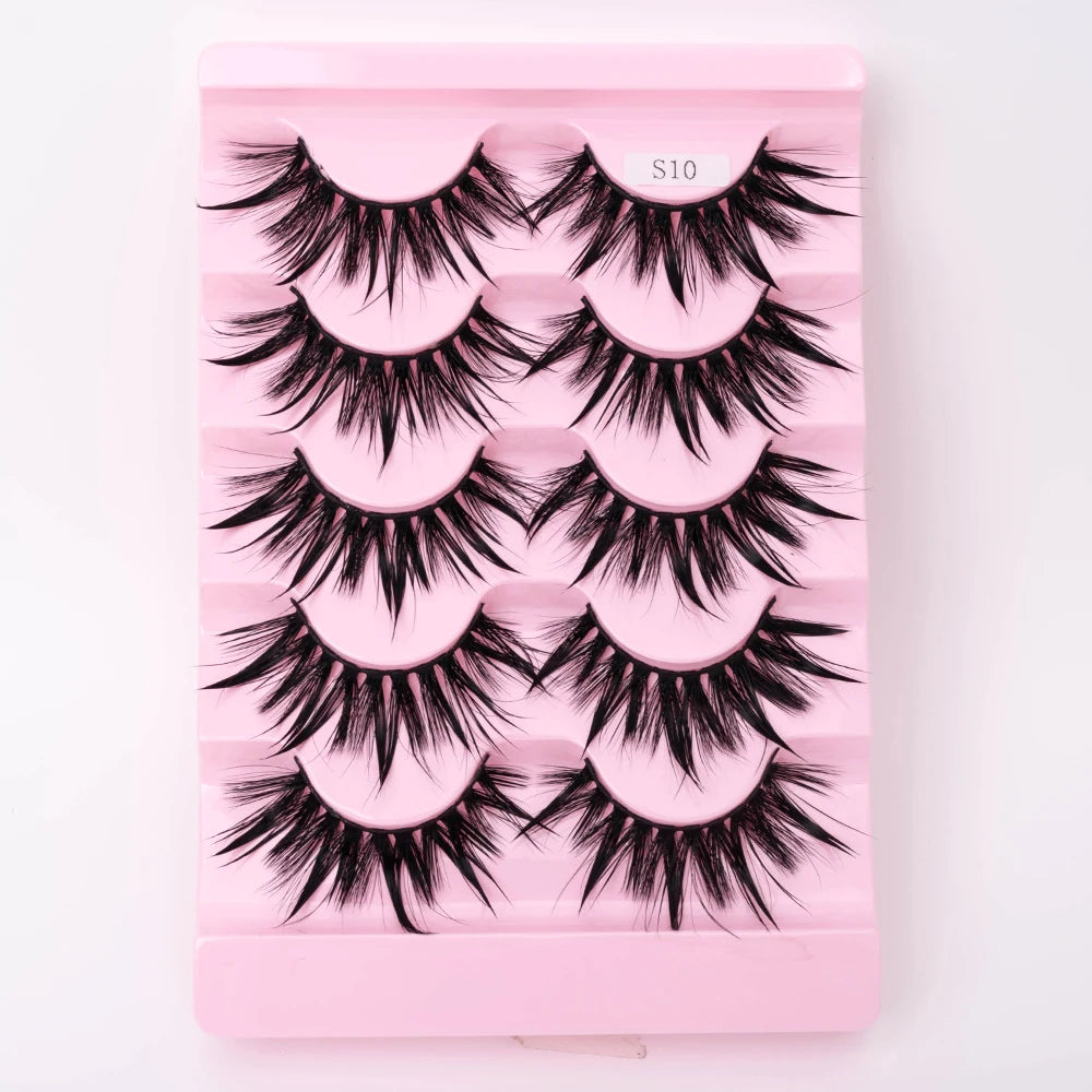 New 5 Pairs Wet False Eyelashes Naturally Wear False Eyelashes Everyday Sharp Tail Thick Simulation Cross Makeup Lashes