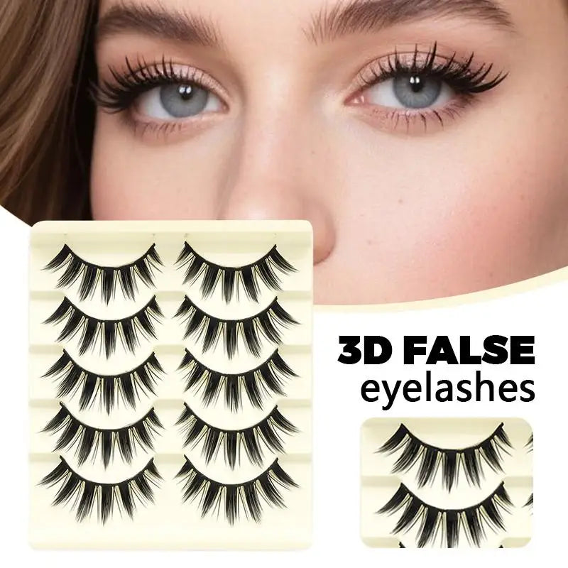 10 Pairs Manga Lashes Cosplay Fake Eyelashes Strip Lash Soft Natural Look Fox Eye Korean Manhua Makeup False Eyelashes