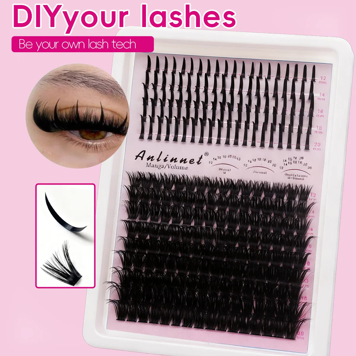 Fairy Natural Single Cluster Thick Artificial False Eyelashes, Mixed Play Makeup, D Curve, Large Capacity, 14 Rows