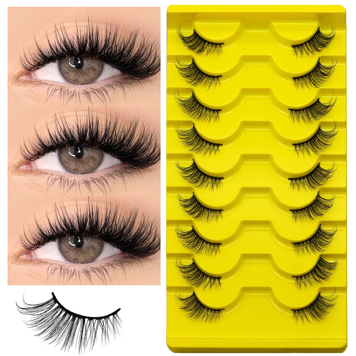 Veltrinay Half Eyelash Fake Eyelashes Eye Tail Lift Effect Sexy Soft False Eyelashes High Quality Reusable Fake Lashes Makeup