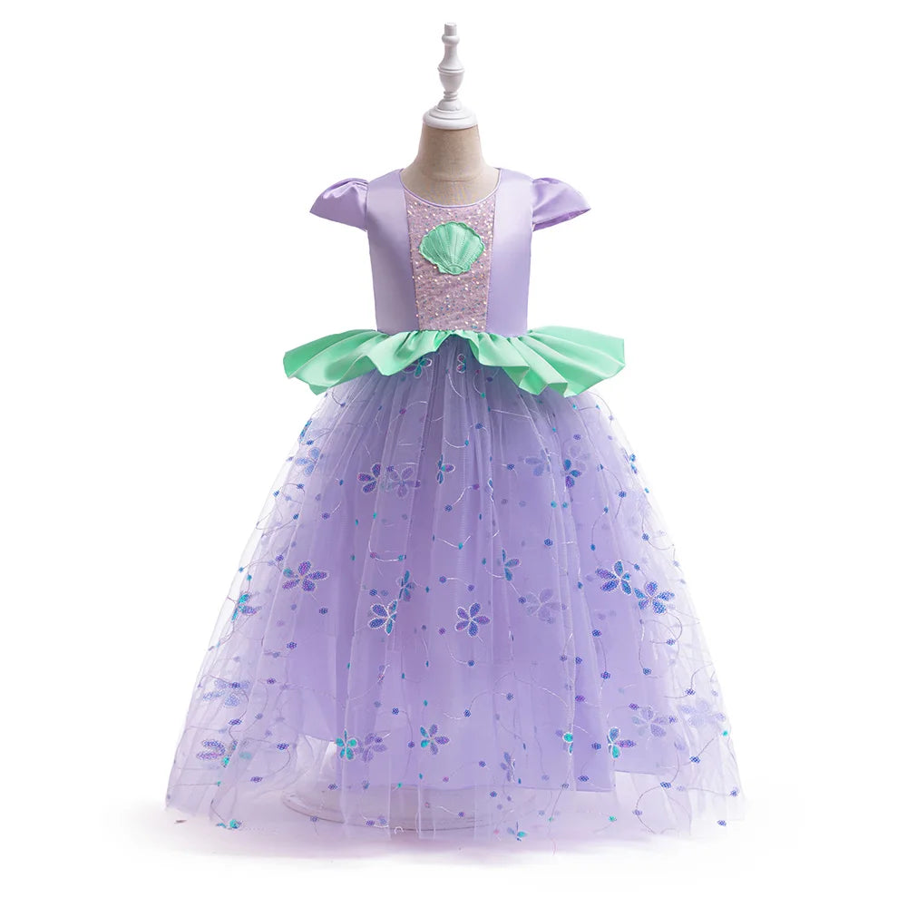 Summer Mermaid Prom Princess Dress for Girl Cosplay Halloween Christmas Costume Lace Wedding Birthday Perform Party Girl Dresses