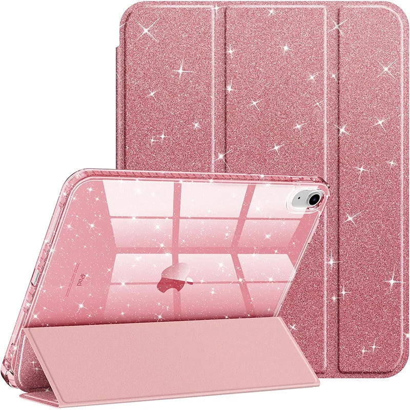 For iPad 11th 12th A19 Case 10th Gen With Pencil Holder Funda iPad Air 11 13 M4 pro 11 12.9 4 5 10.9 10.2 Smart Glittering Cover