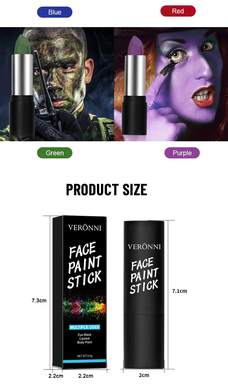6 Colors Face Body Paint Stick Cream Eyeblack Tube Body Painting Blendable Sticks For Halloween Cosplay Joker Face Paint Makeup