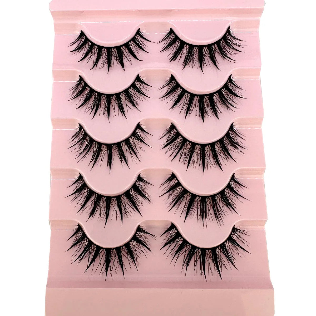New 5 Pairs Wet False Eyelashes Naturally Wear False Eyelashes Everyday Sharp Tail Thick Simulation Cross Makeup Lashes