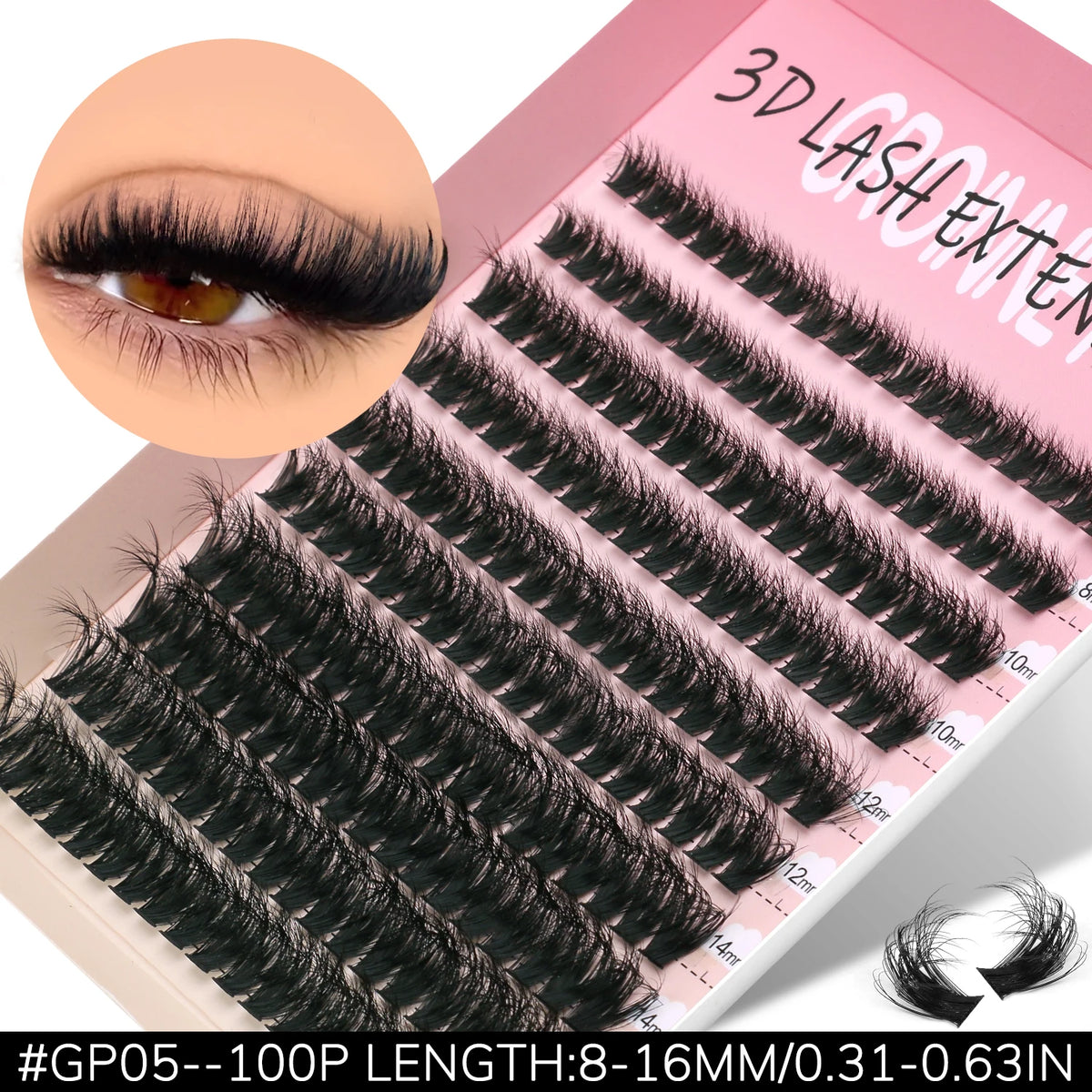 GROINNEYA DIY Eyelashes Cluster Lashes Lash Extension Natural Soft 100% Handmade Mink Lashes Reusable Makeup