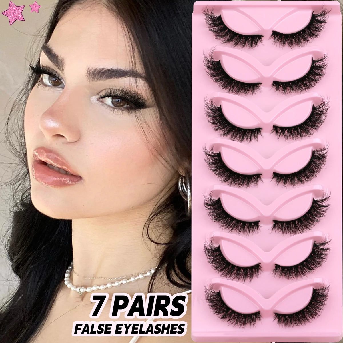 Veltrinay Cat Eye Lashes Natural Fake Lashes Winged End Eye Elongated Eyelashes Faux Mink Eyelashes False Lashes Makeup