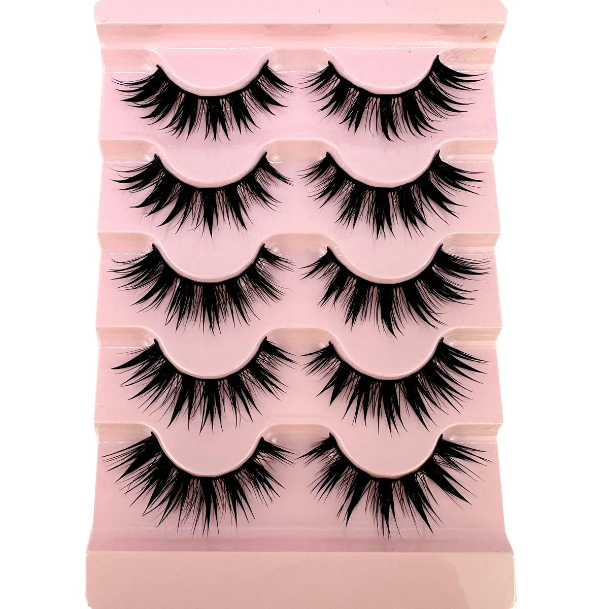 New 5 Pairs Wet False Eyelashes Naturally Wear False Eyelashes Everyday Sharp Tail Thick Simulation Cross Makeup Lashes