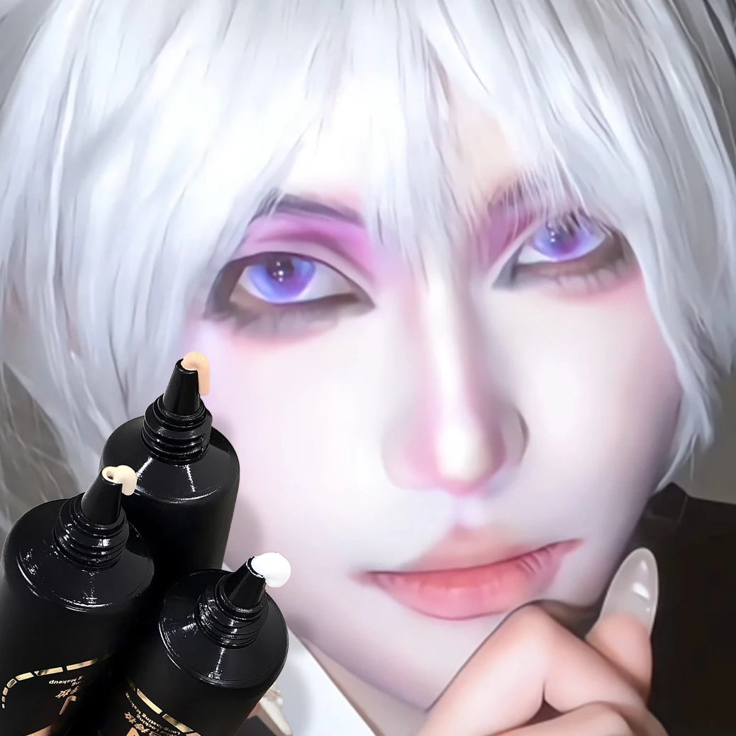 White Liquid Foundation for Halloween Goth Makeup Waterproof Full Coverage White Foundation Cosplay High Concealer Face Paint