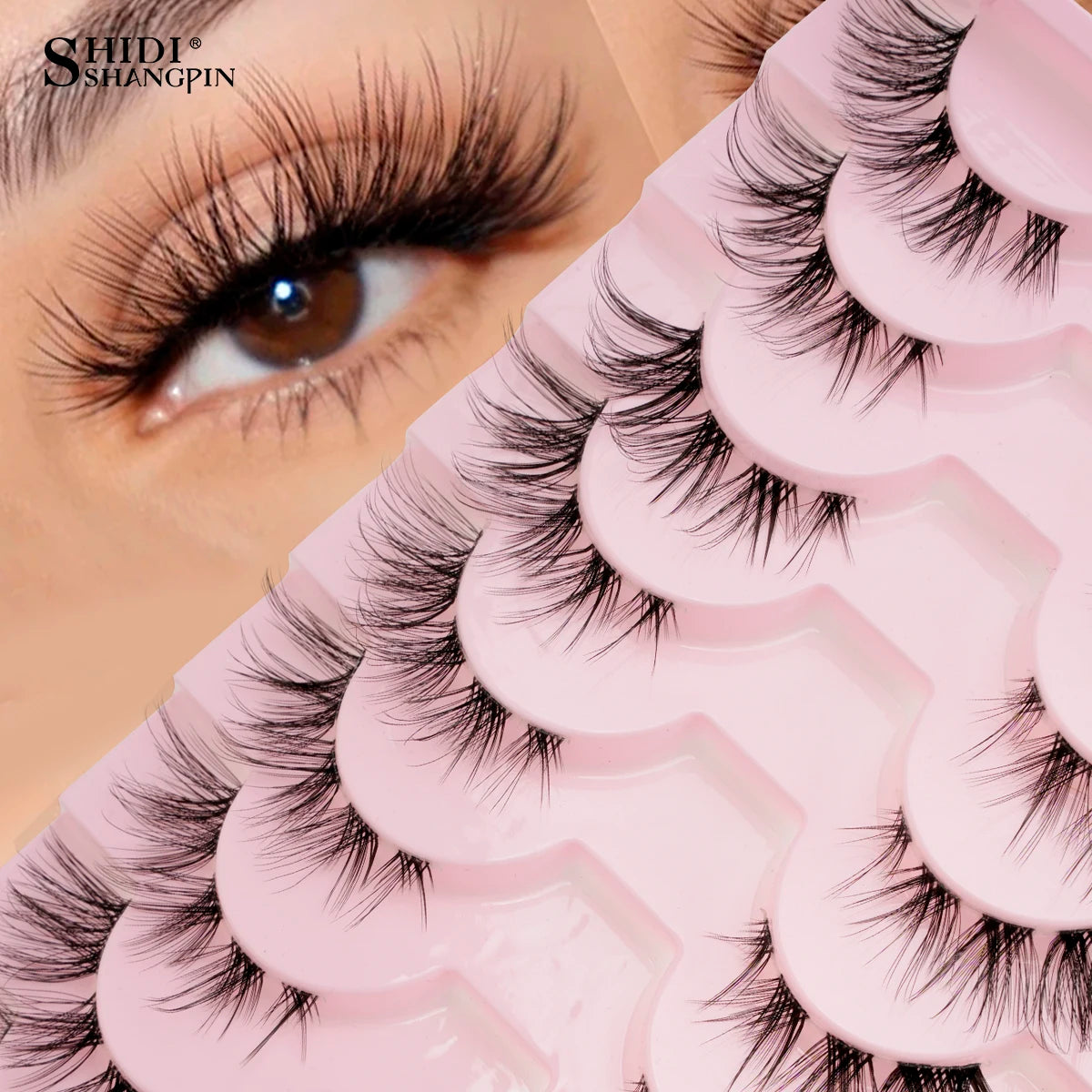 SHIDISHANGPIN False Lashes Extension 3/10 Pairs 3D Mink Eyelash Half Lashes Natural Cat Eye Eyelashes Makeup Faux Cils Fake Lash