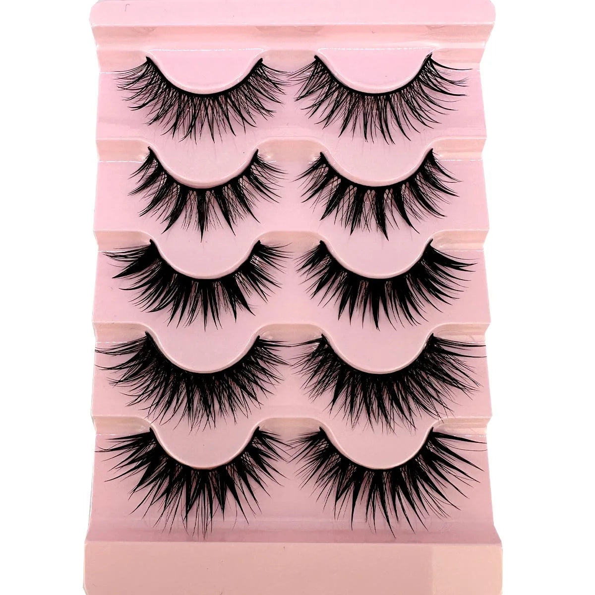 New 5 Pairs Wet False Eyelashes Naturally Wear False Eyelashes Everyday Sharp Tail Thick Simulation Cross Makeup Lashes
