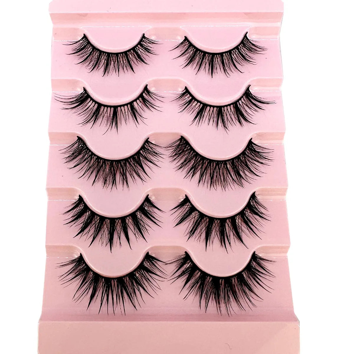 New 5 Pairs Wet False Eyelashes Naturally Wear False Eyelashes Everyday Sharp Tail Thick Simulation Cross Makeup Lashes