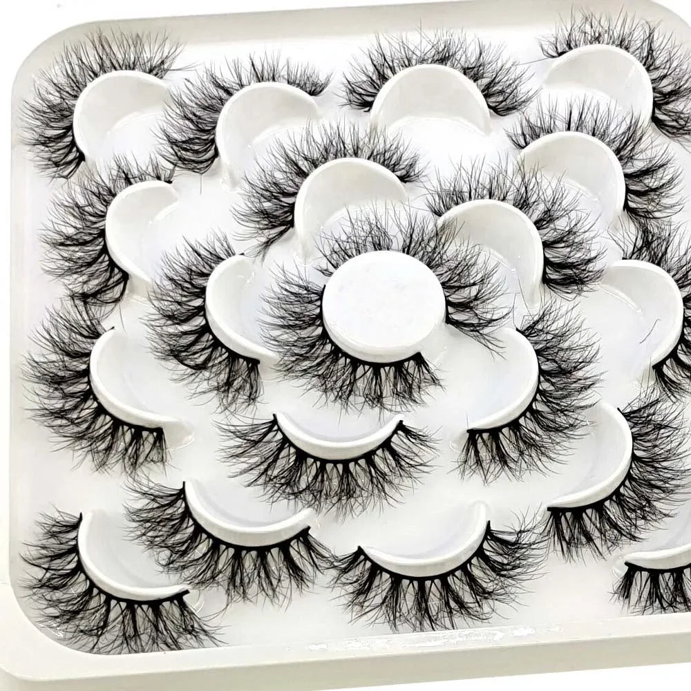 NEW 10 pairs Handmade 3d mink lashes short False Eyelashes Cross Messy Dense Natural Eye Lashes Stage Makeup False Eyelashes