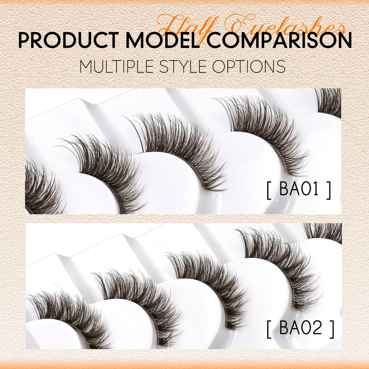 VELTRINAY Brown Half Lashes Natural Look Plush False Eyelashes Wispy Cat Eye Lashes Clear Lash Band Natural Lashes Makeup