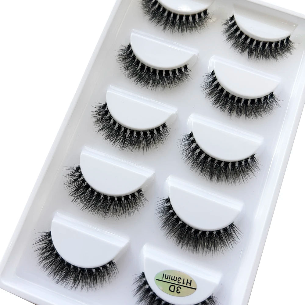 Transparent 3D Mink Eyelashes, Natural Clear False Eye Lashes, Soft Invisible Eyelash, Wispy Makeup Faux Cils, H13 X08, 5 Pairs