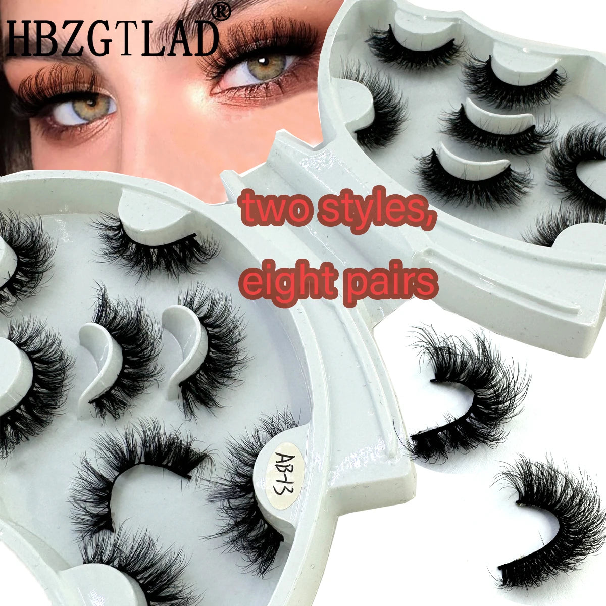 HBZGTLAD 8 pairs  3D artificial mink eyelashes soft false eyelashes crossed messy thick eyelashes extended makeup false eyelashe