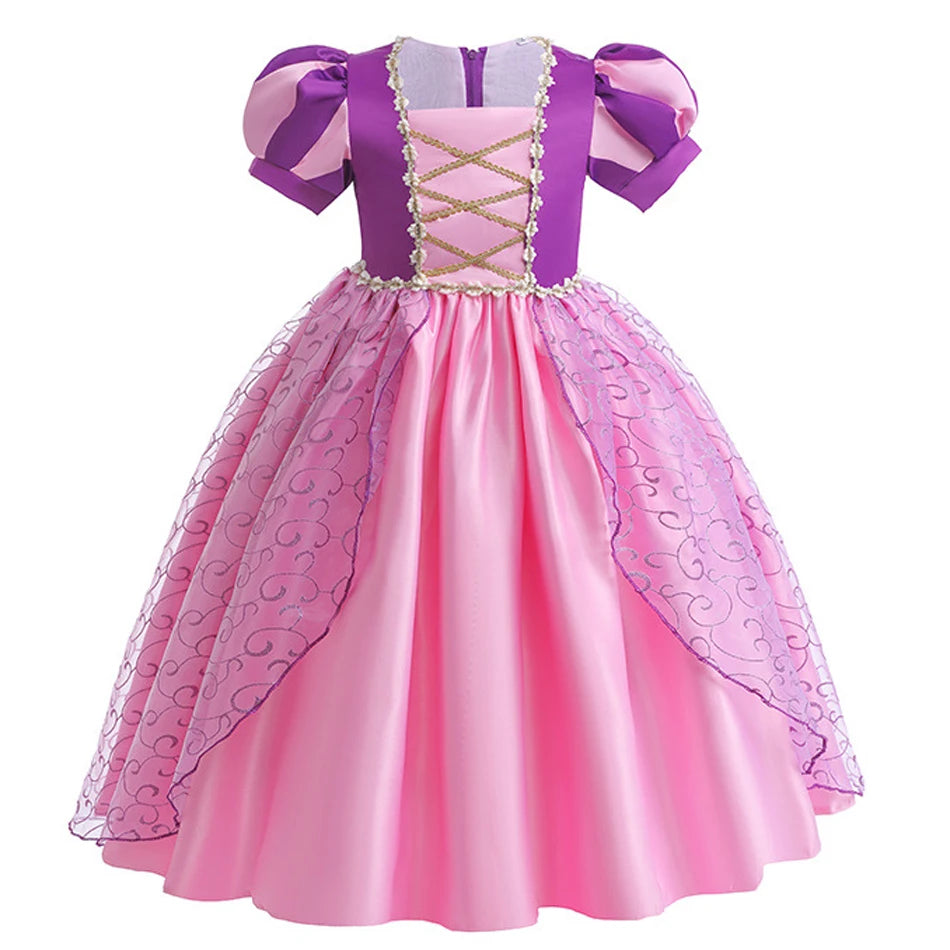 Girl Rapunzel Dress for Kid Princess Girl Tangled Cosplay Carnival Halloween Vestido Birthday Party Ball Gowns Evening Costume