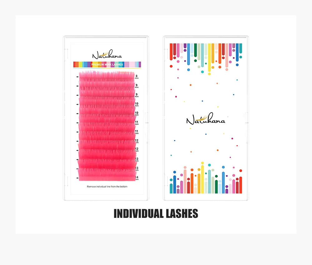 NATUHANA L/LU(M) Curl Auto Fans Colored Lashes Easy Fan Color Eyelash Extension L-Shaped Individual Mink Eyelashes Makeup