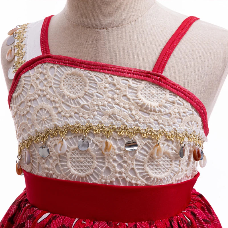 Moana 2 Movie Princess Dress for Girls Cosplay Vaiana Carnival Party Costume Kids Halloween Fancy Clothes With Headwear Outfits