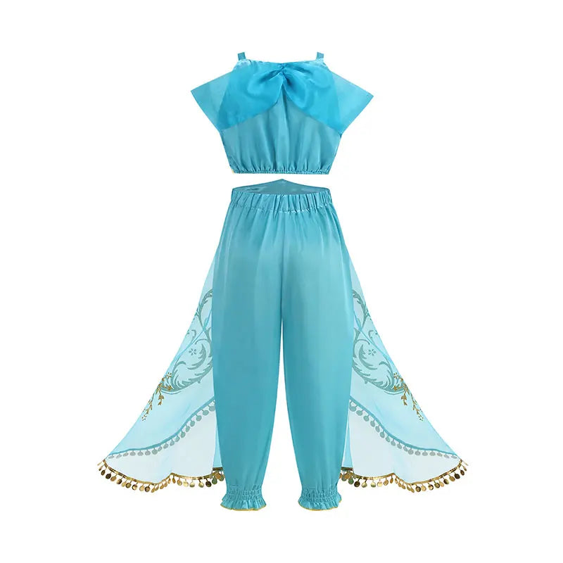 Jasmine Princess Dress for Girls Cosplay Aladdin Magic Lamp Costume Outfit Girls Halloween Kids Birthday Carnival Dance Vestidos