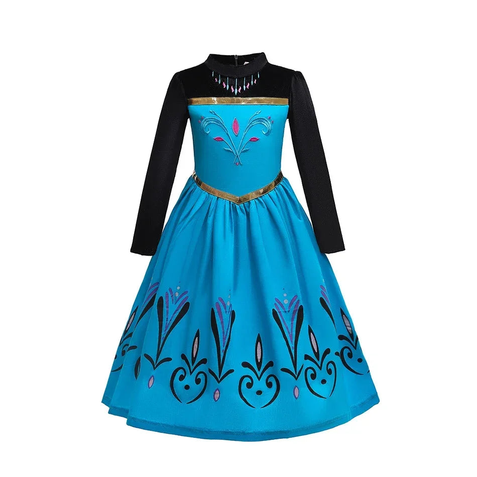 Queen Dress For Girls Long Sleeve Dress Elsa Cosplay Costume Princess Halloween Dress Kids Party Vestido Fantasia Children