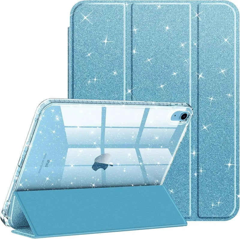 For iPad 11th 12th A19 Case 10th Gen With Pencil Holder Funda iPad Air 11 13 M4 pro 11 12.9 4 5 10.9 10.2 Smart Glittering Cover