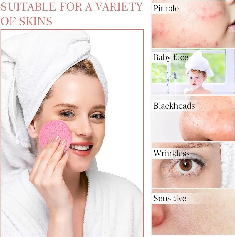 1-50PCS Compressed Wood Pulp Facial Sponges Flower Shape Exfoliating Face Cleanser Pads Makeup Remover Skin Care