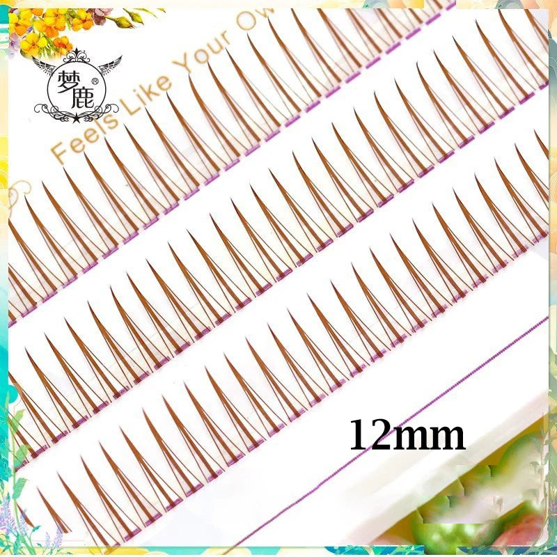 8-12mm A-Type Brown Individual Cluster Lashes, Soft Natural Fairy Strand Eyelashes, black Lashes for Korean Makeup Look