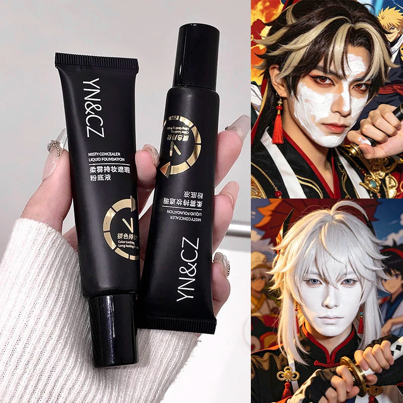 White Liquid Foundation for Halloween Goth Makeup Waterproof Full Coverage White Foundation Cosplay High Concealer Face Paint