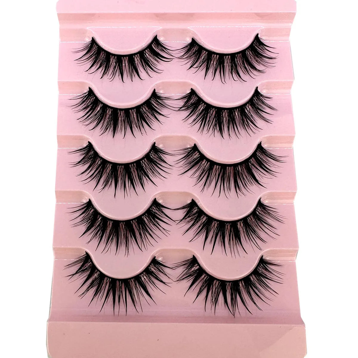 New 5 Pairs Wet False Eyelashes Naturally Wear False Eyelashes Everyday Sharp Tail Thick Simulation Cross Makeup Lashes