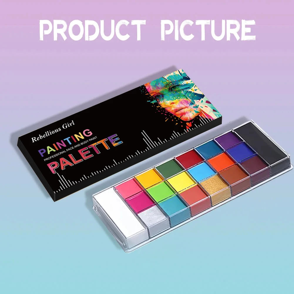 20 Color Professional Face & Body Paint Palette,Long Lasting Face Painting Cosmetic For Halloween Special Effects&Cosplay Makeup
