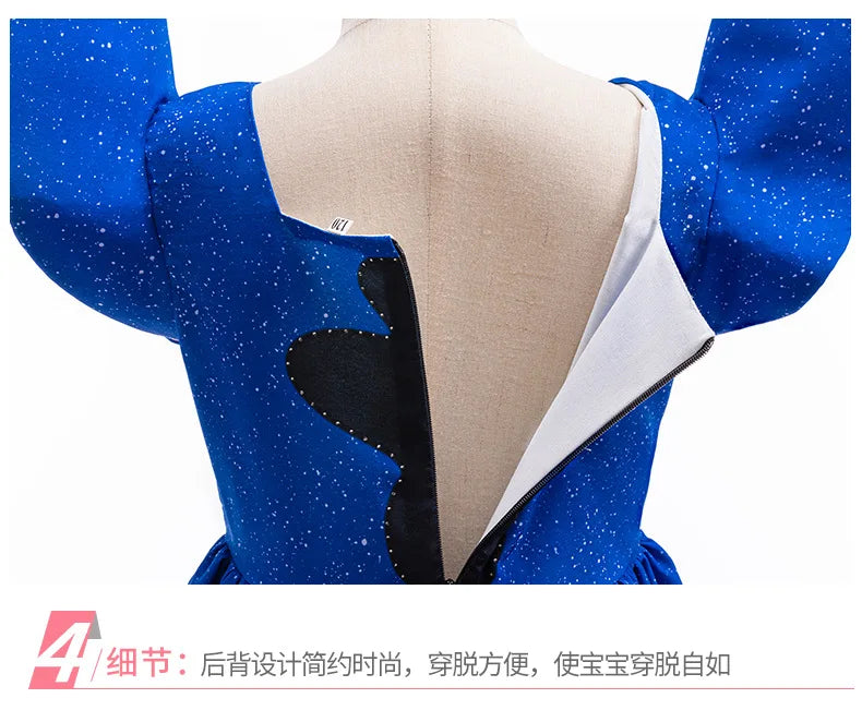 Cartoon Cute Movie Stittch Dress for Girls Role Playing Costume Stage Performance Halloween Carnival Children's Dress Up Gifts