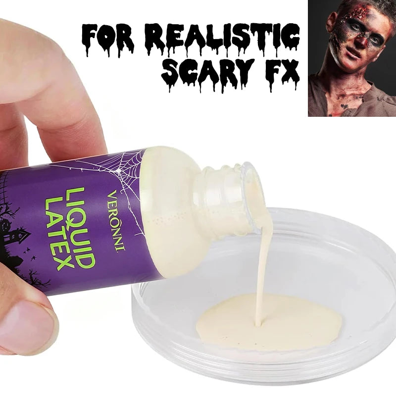 2pcs Liquid Latex SFX Makeup, Kit Realistic Fake Skin, Scar Wounds Old Age Skin, Halloween Wrinkles Cut Burning Decay Peeling
