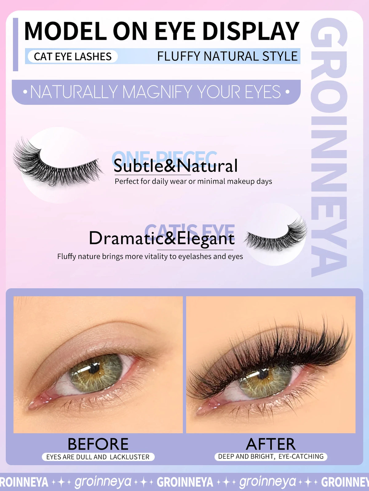 VELTRINAY Cat Eye Lashes Natural Eyelashes Short Wispy Lash Strips Volume Cateye False Eyelash Fake Lashes Natural Look Makeup