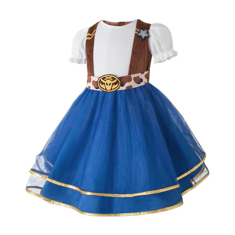 Kids Cowgirl Dress Complete Set  Western Cowboy Cowgirl Costume 4-Piece Set Christmas Play Outfit Halloween Clothes for Child