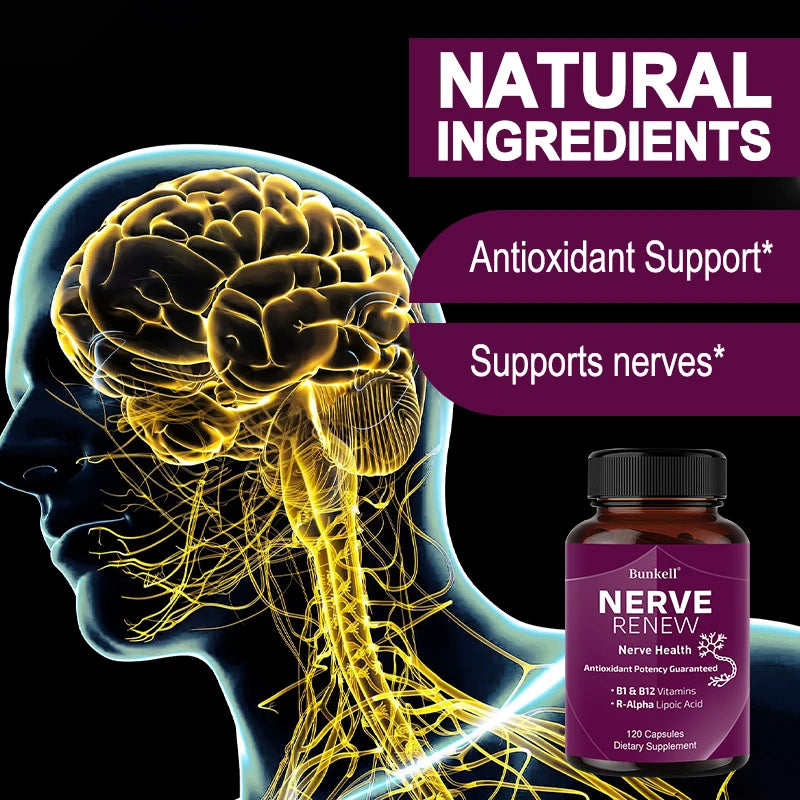 Nerve Support Supplements - Supports Healthy Nerve Function, Blood Flow, Circulation,Antioxidant,120 Capsules