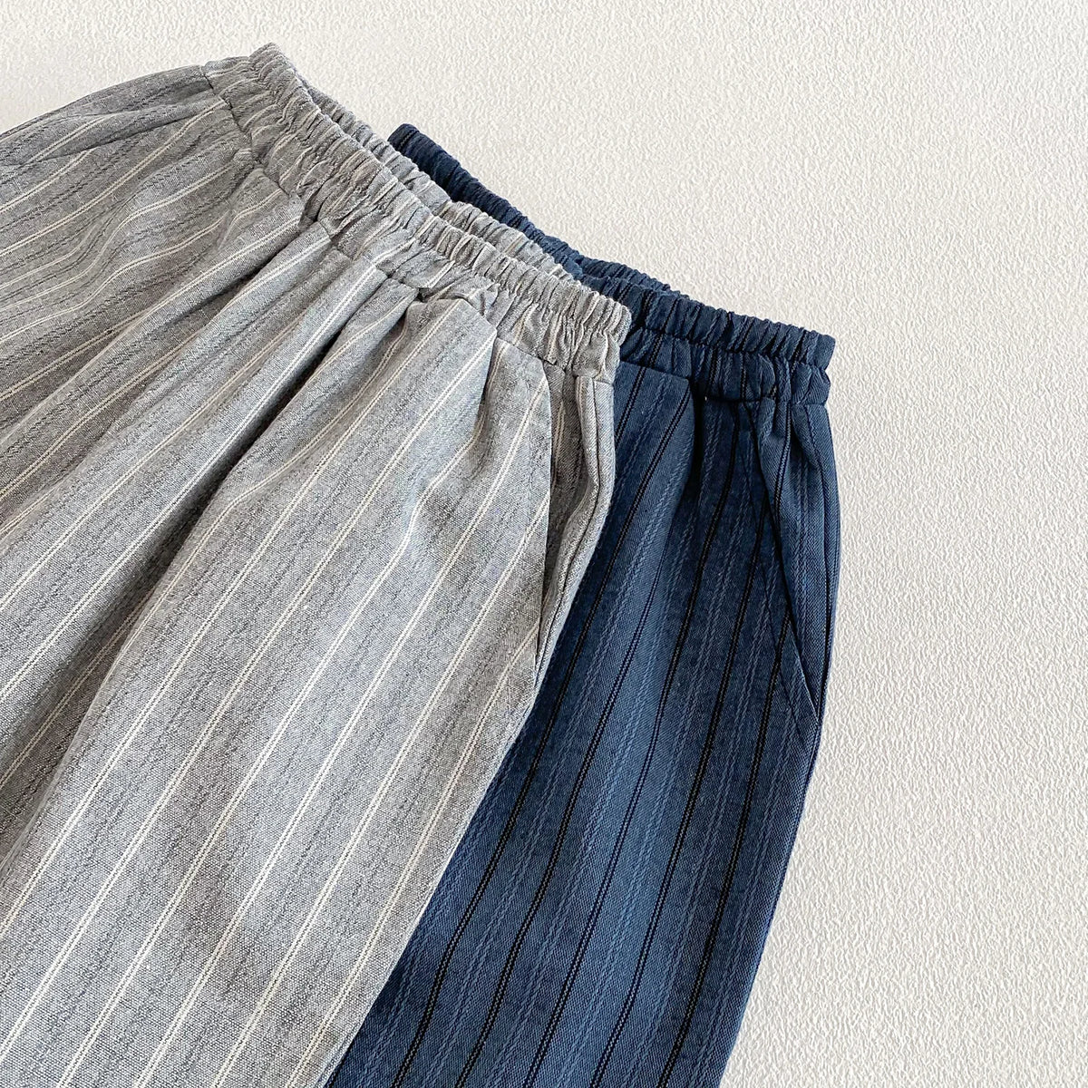 Boys Girls Linen Cotton Stripe Trousers For Children's Clothes Fall Spring Boy Loose Casual Harem Pants Kids Long Pants for 1-6T