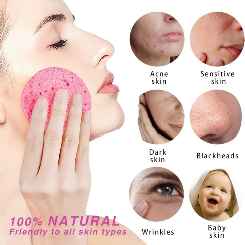 1-50PCS Compressed Wood Pulp Facial Sponges Flower Shape Exfoliating Face Cleanser Pads Makeup Remover Skin Care