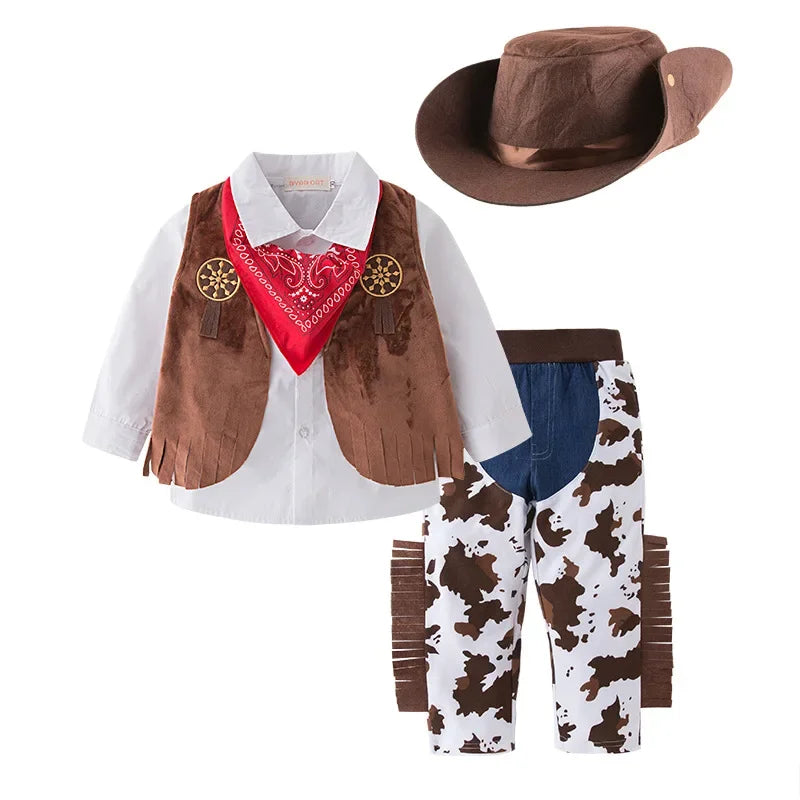 1-11 Years Purim Baby Halloween Costumes for Baby Toddler Kids Child Boys Cow Boy Cowboy Costume Party Fancy Clothes Set