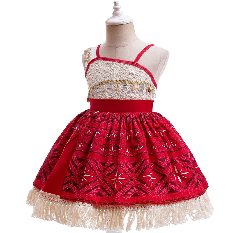 Moana 2 Movie Princess Dress for Girls Cosplay Vaiana Carnival Party Costume Kids Halloween Fancy Clothes With Headwear Outfits